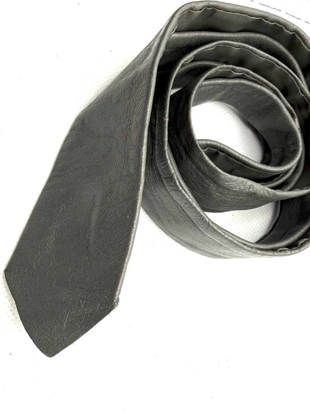 Men's Black Leather Tie - Made in Germany